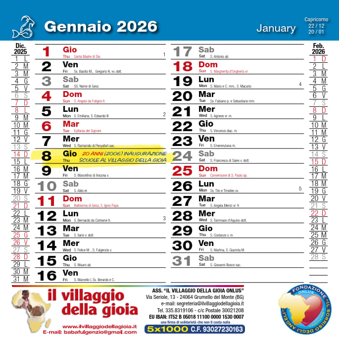 Calendario 2026
